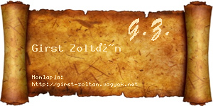 Girst Zoltán névjegykártya